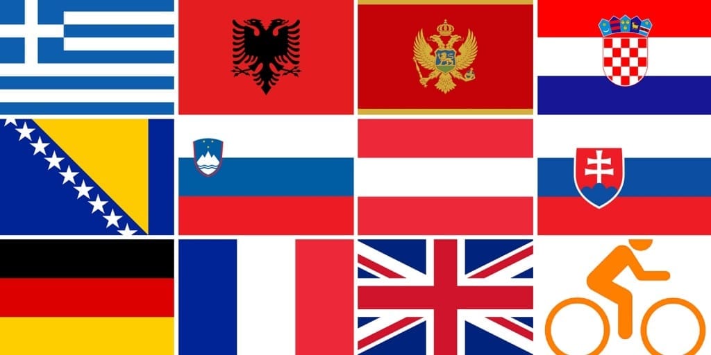 Countries I will cycle through on my bicycle touring route from Greece to England