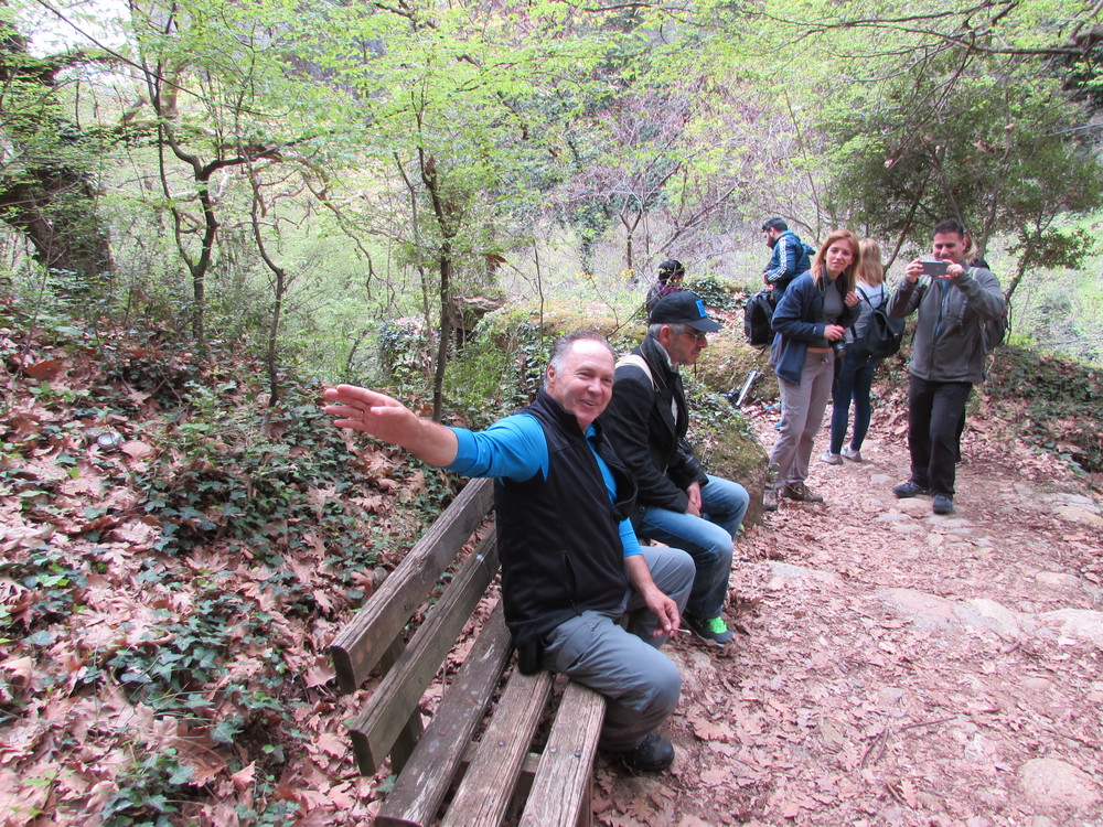 Our hiking guide describing some of the plants and trees during our hiking tour around Meteora