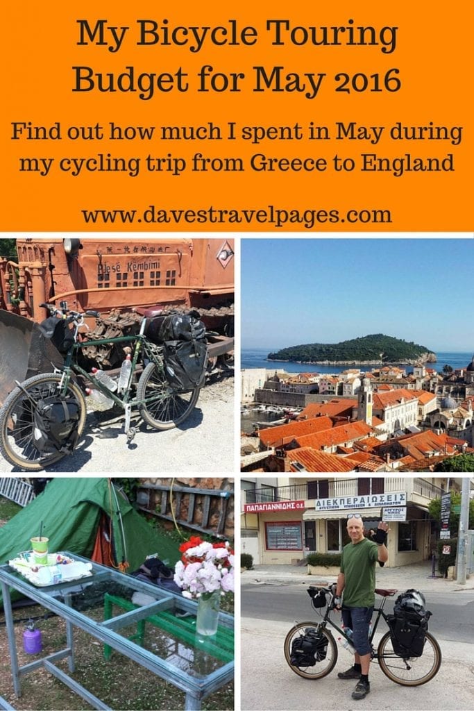 My bicycle touring budget for May 2016 when cycling from Greece to England. Find out how much I spent in May during my cycling trip from Greece to England.