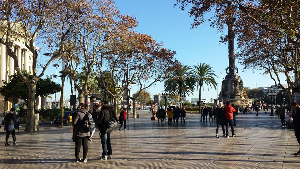 Walking on La Rambla in Barcelona