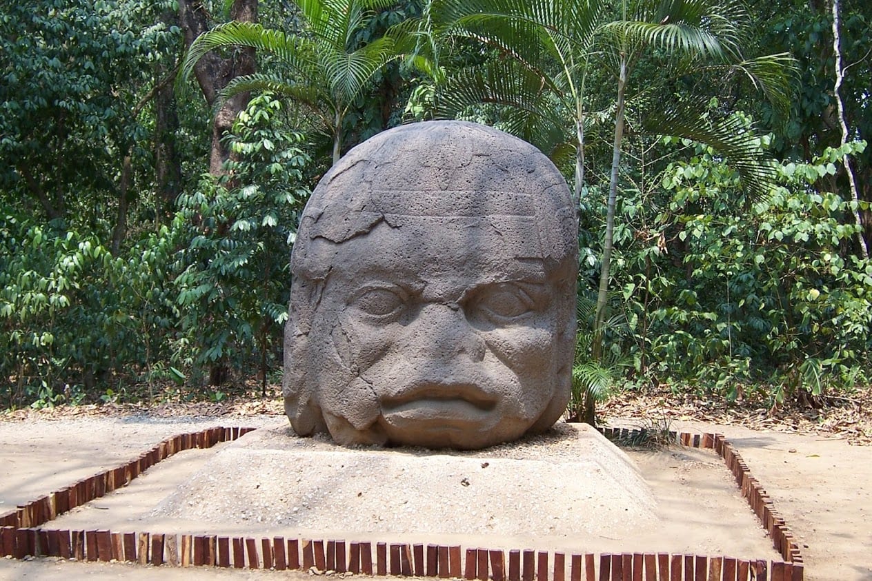 One of the famous Olmec heads in Mexico
