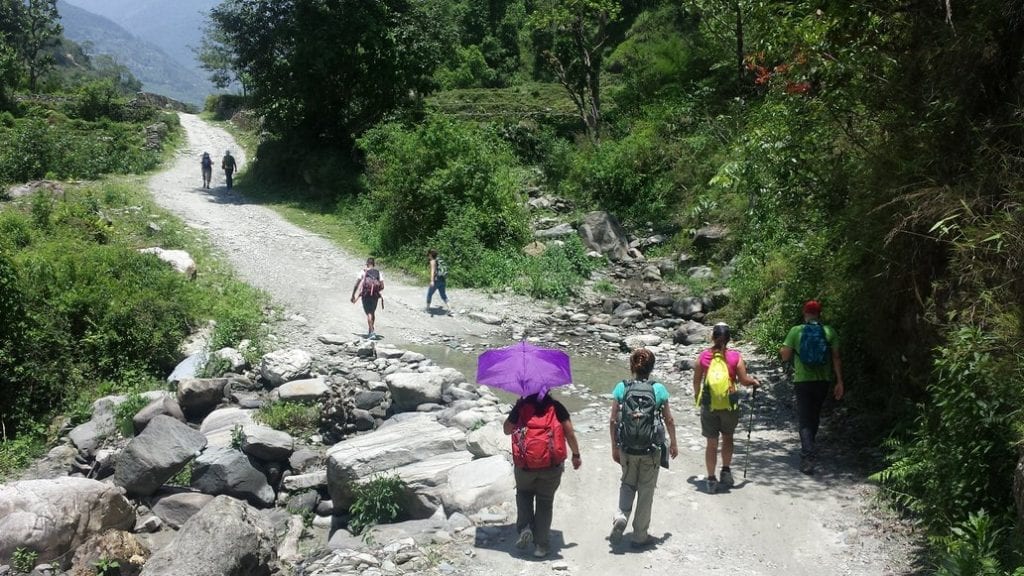Umbrellas are cool! I didn't think of using one when hiking before this trip to Nepal.