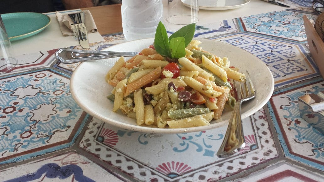 Pasta at the Nautilus Restaurant in Patmos island