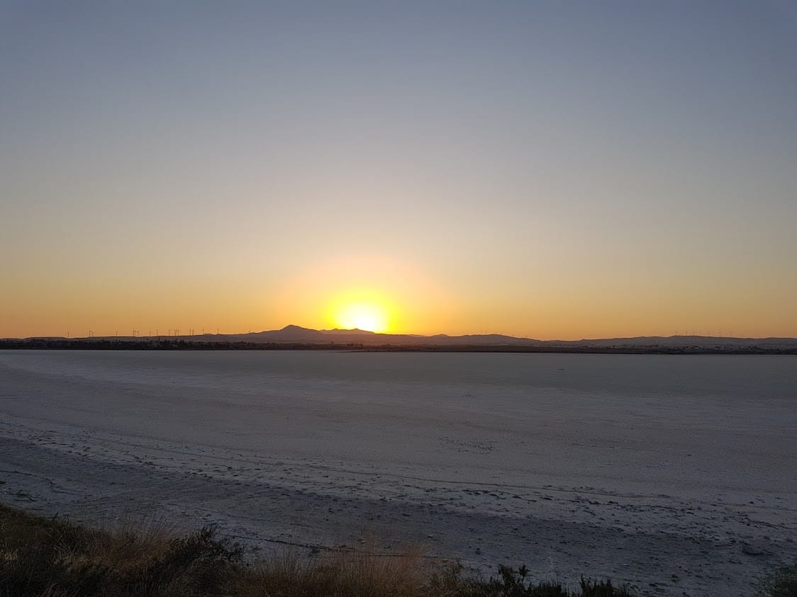 Sunset at Larnaca salt lake