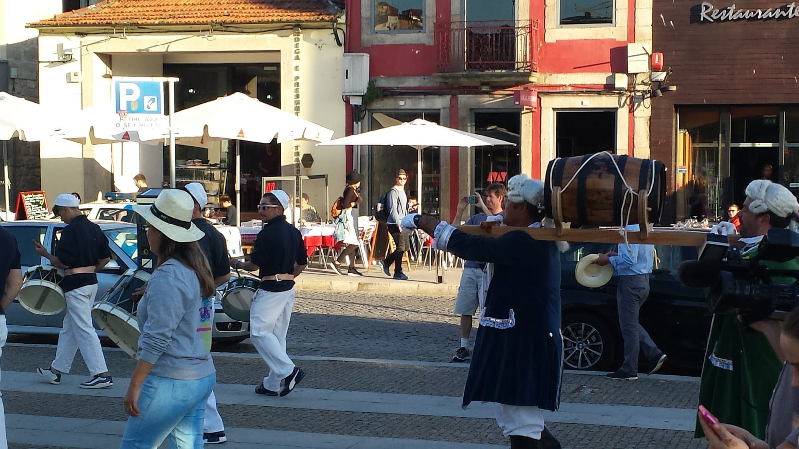 A procession carrying a cask of Port we witnessed whilst spending a day in Porto
