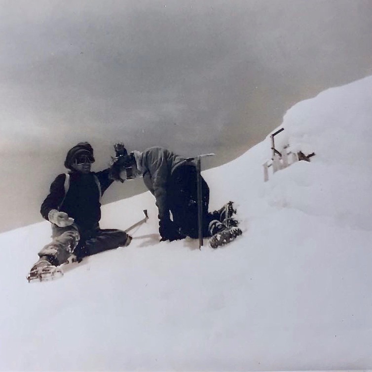 Efren's mother after hiking through the snow on a volcano