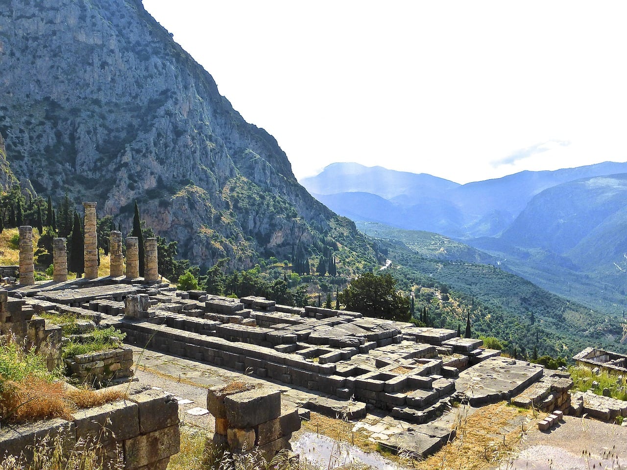 A view of magnificent Temple of Delphi. A great place to visit in a day tour from Athens.