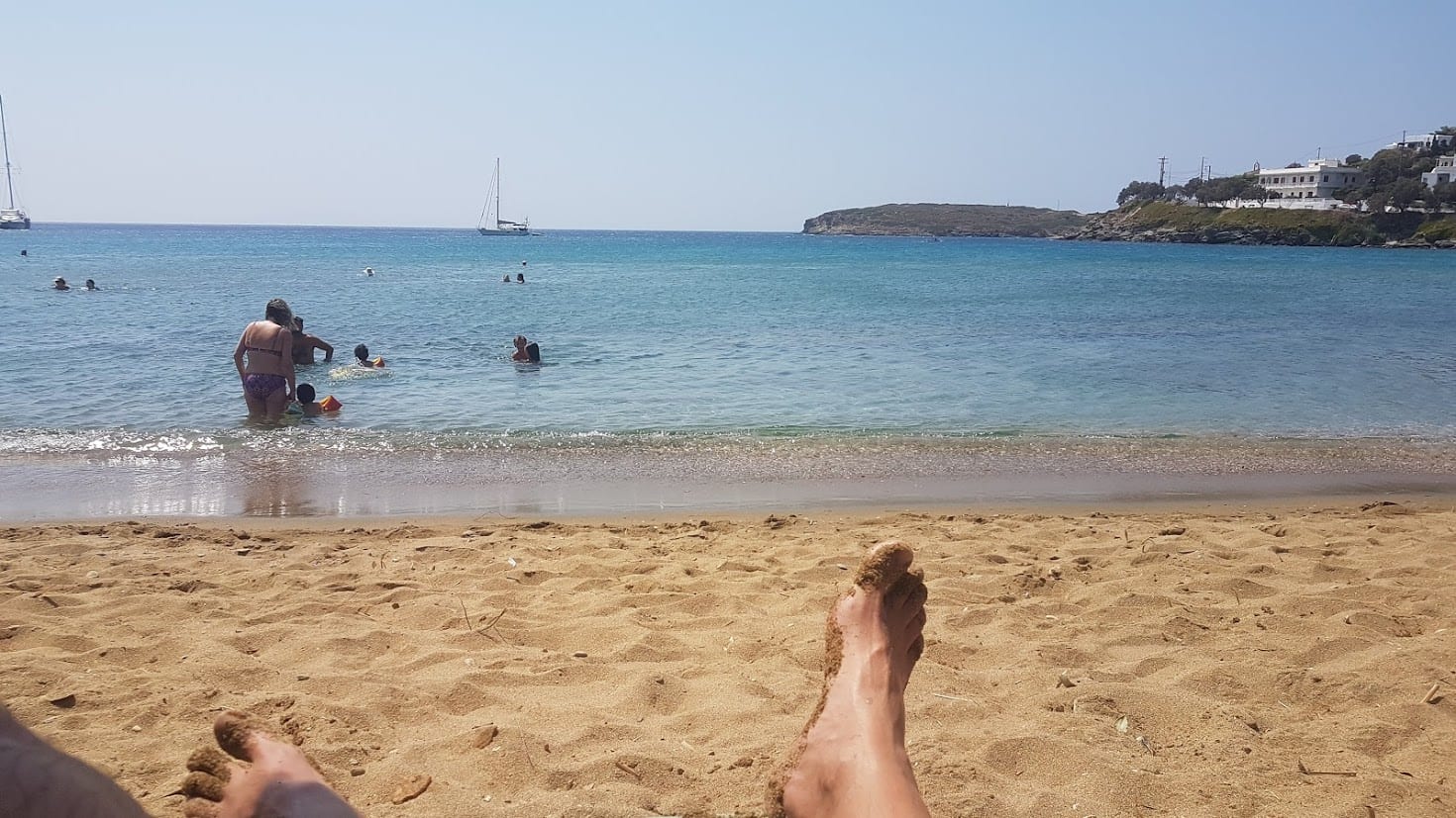 Relaxing on the beach in Andros Greece