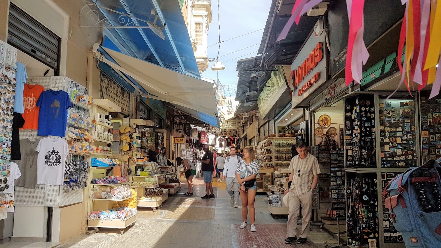 Shopping in the streets of Athens Greece