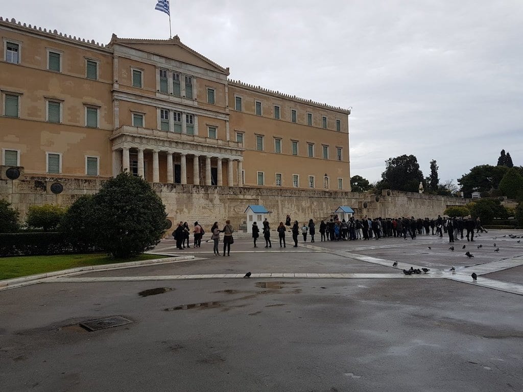 The changing of the guards in Athens on a wet February morning