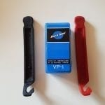 My puncture repair kit with tyre levers is one of my bike touring essentials