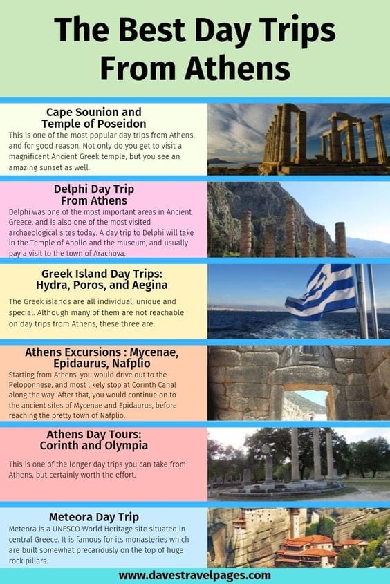 A list of the top day trips from Athens Greece
