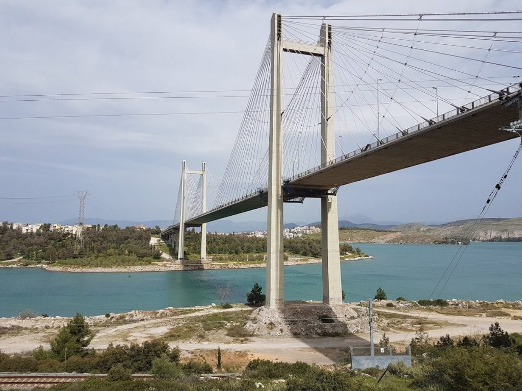 The Halkida High Bridge connecting mainland Greece with Evia