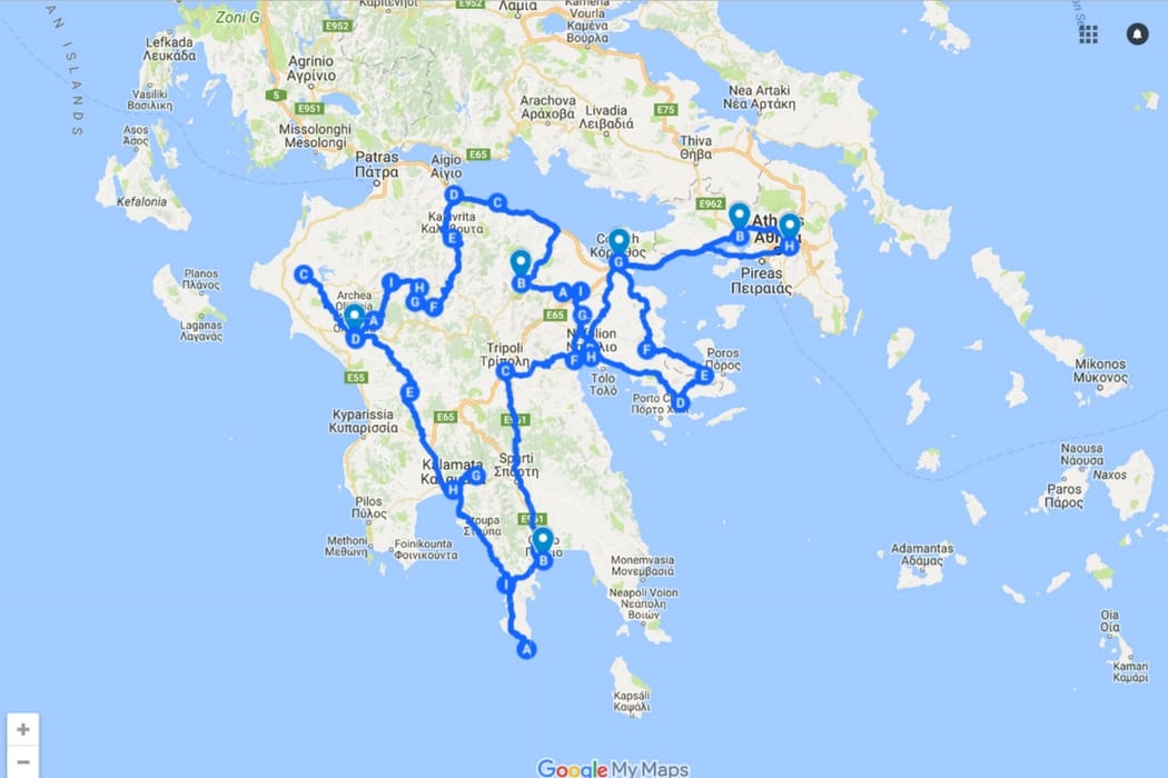 Labours of Hercules bike touring route in the Peloponnese