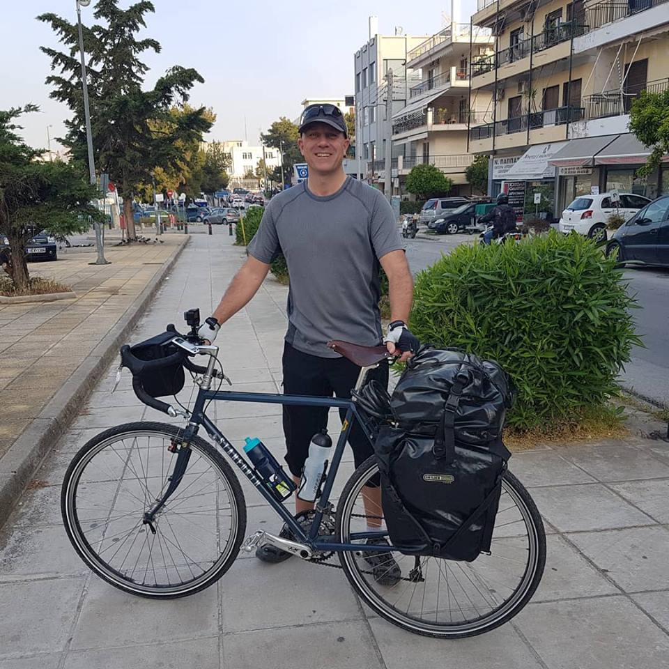 Dave Briggs starting the Hercules Bike Tour