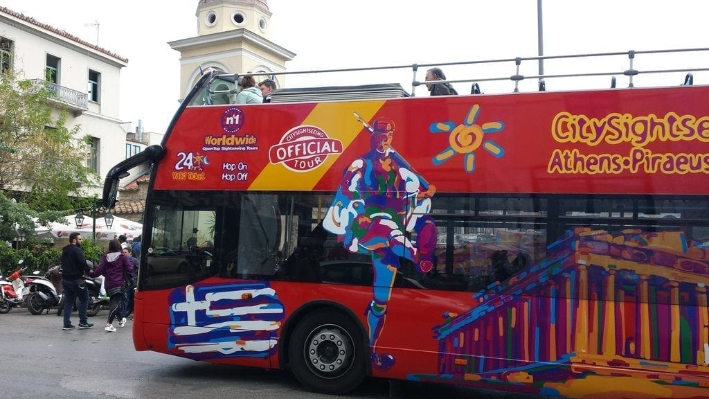 The Athens hop on hop off bus is an interesting option of getting from Piraeus to Athens centre for people arriving in Athens by cruise ship