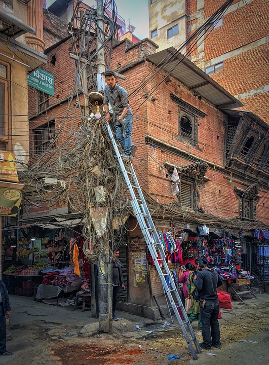 The electric cable system in Kathmandu, Nepal has to be seen to be believed!