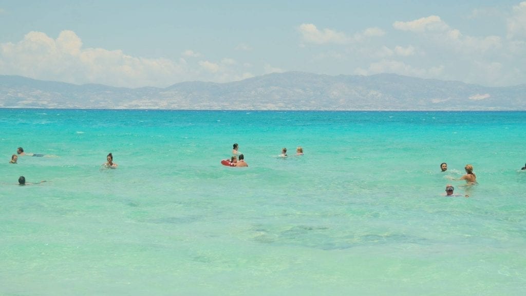 The incredible coloured waters of Chrissi island Greece