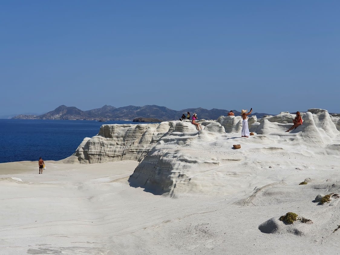 Photos in a perfect setting at Sarakiniko on Milos Island in Greece