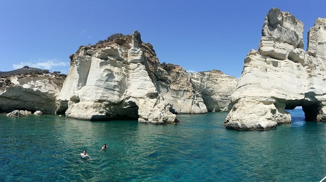 Swimming at Kleftiko beach, Milos