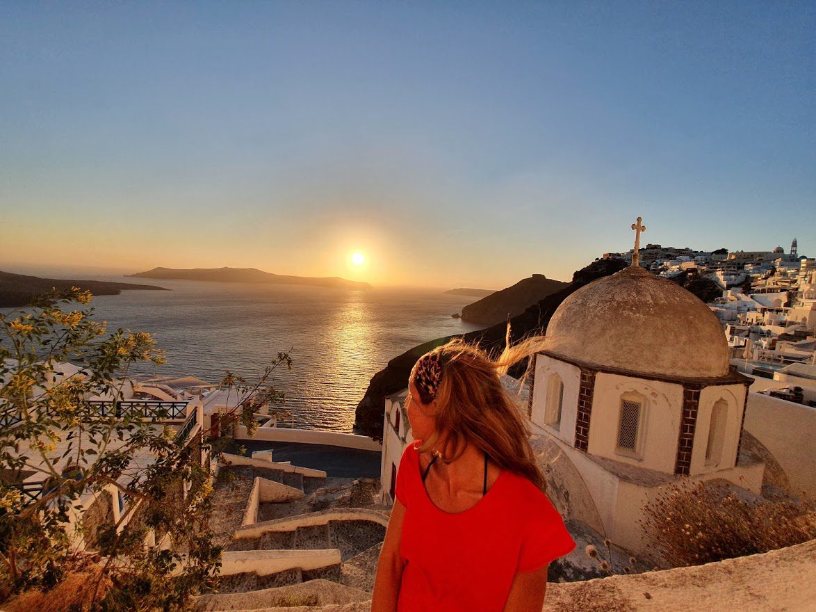Enjoying the Santorini sunset