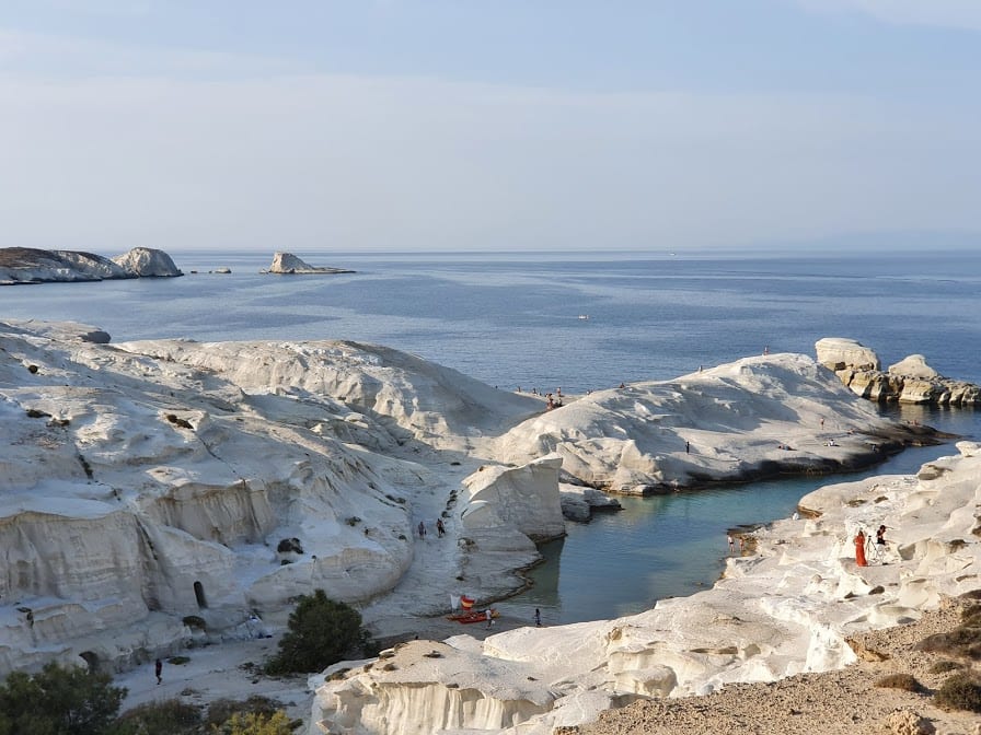 A photo of Sarakiniko beach in the afternoon