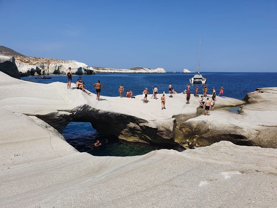 A view of the famous Sarakiniko beach in Milos