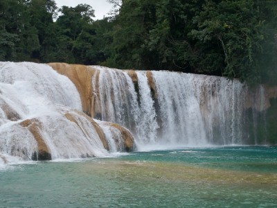 Stopping at Agua Azul in Mexico during my bicycle touring journey