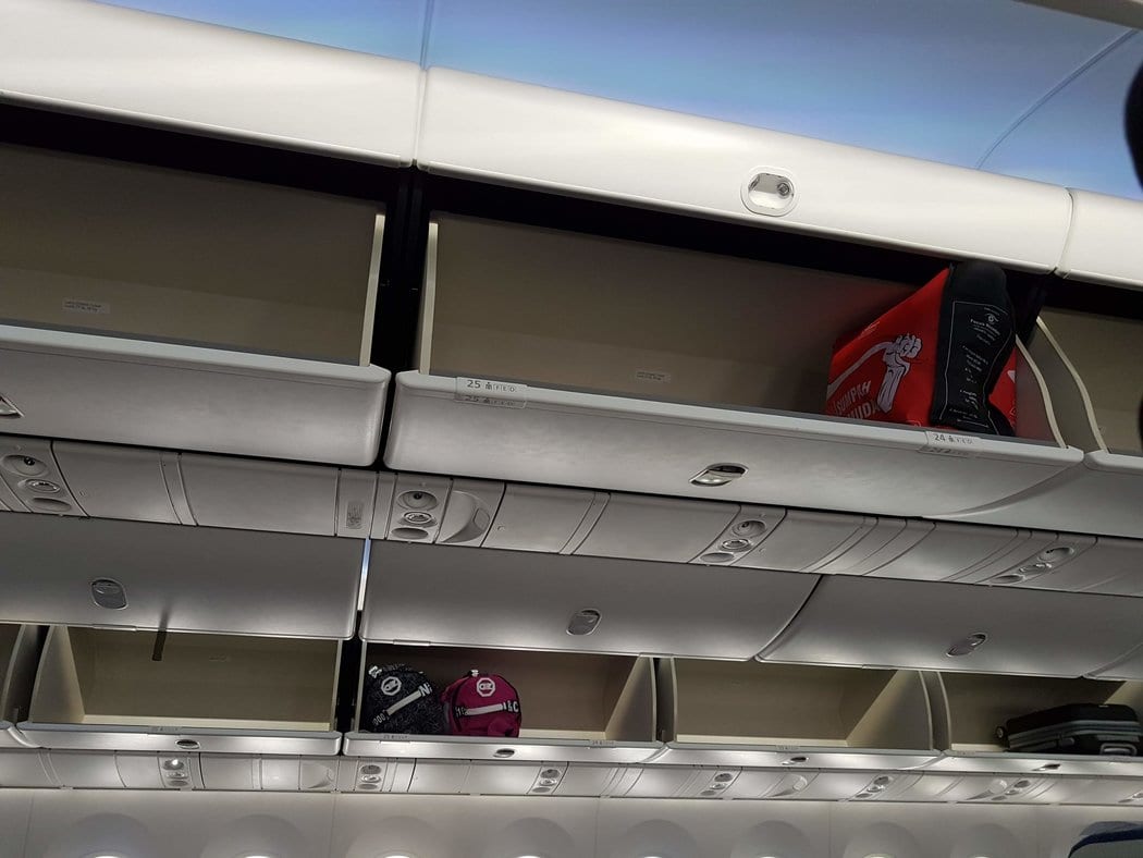 Everyone's cabin baggage fitted on easily in the Scoot Athens to Singapore flight