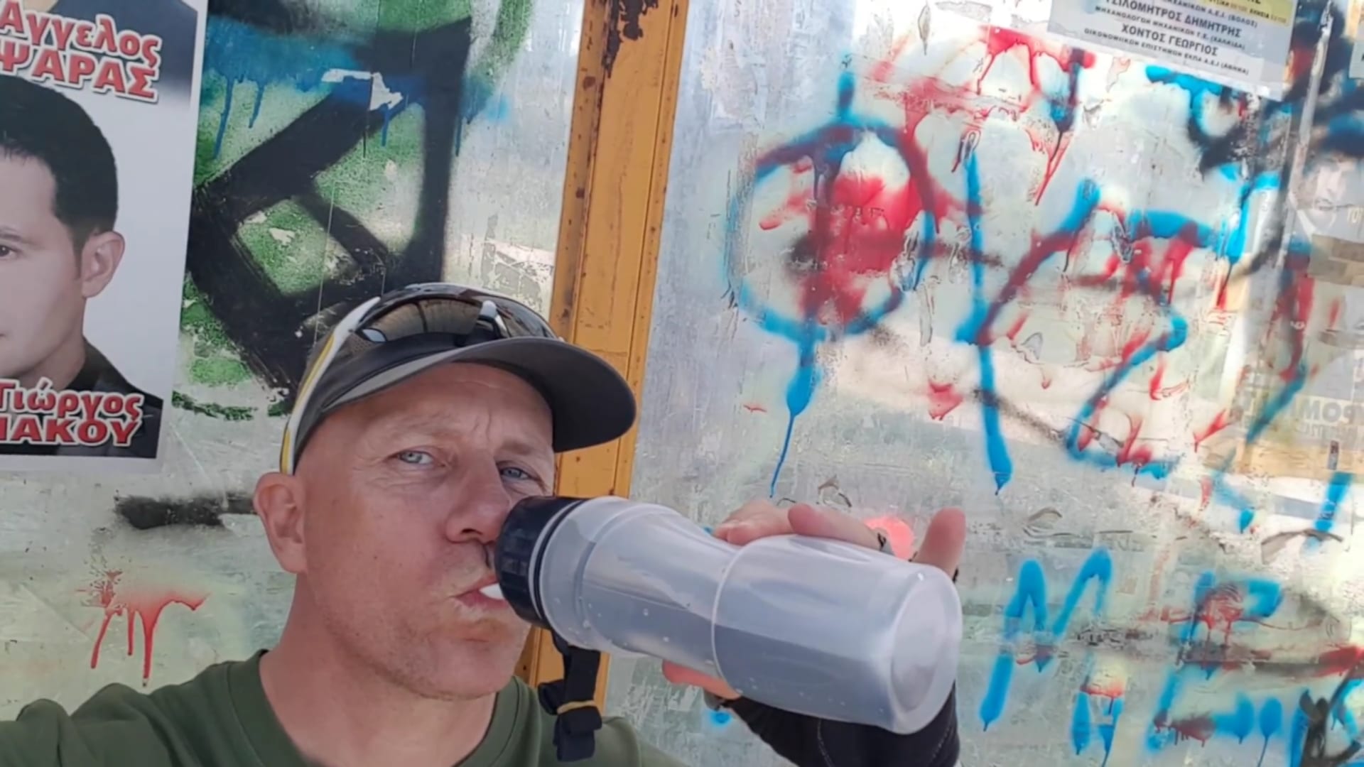 Dave using the Drinksafe travel tap water filter
