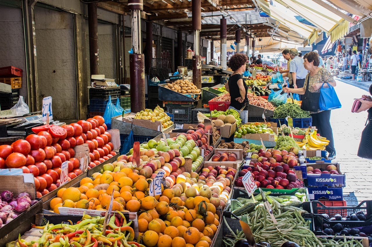 Athens market is a great place to see colourful and fresh fruit and veg