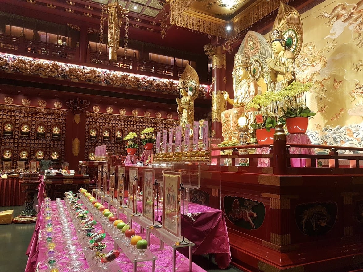 Inside the Buddha Tooth Relic Museum in Chinatown, Singapore