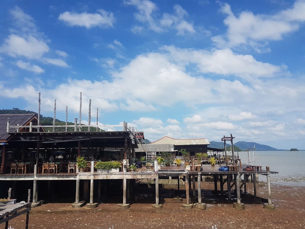 Someo f the building son stilts at KOh Lanta old town whilst the tide is out.