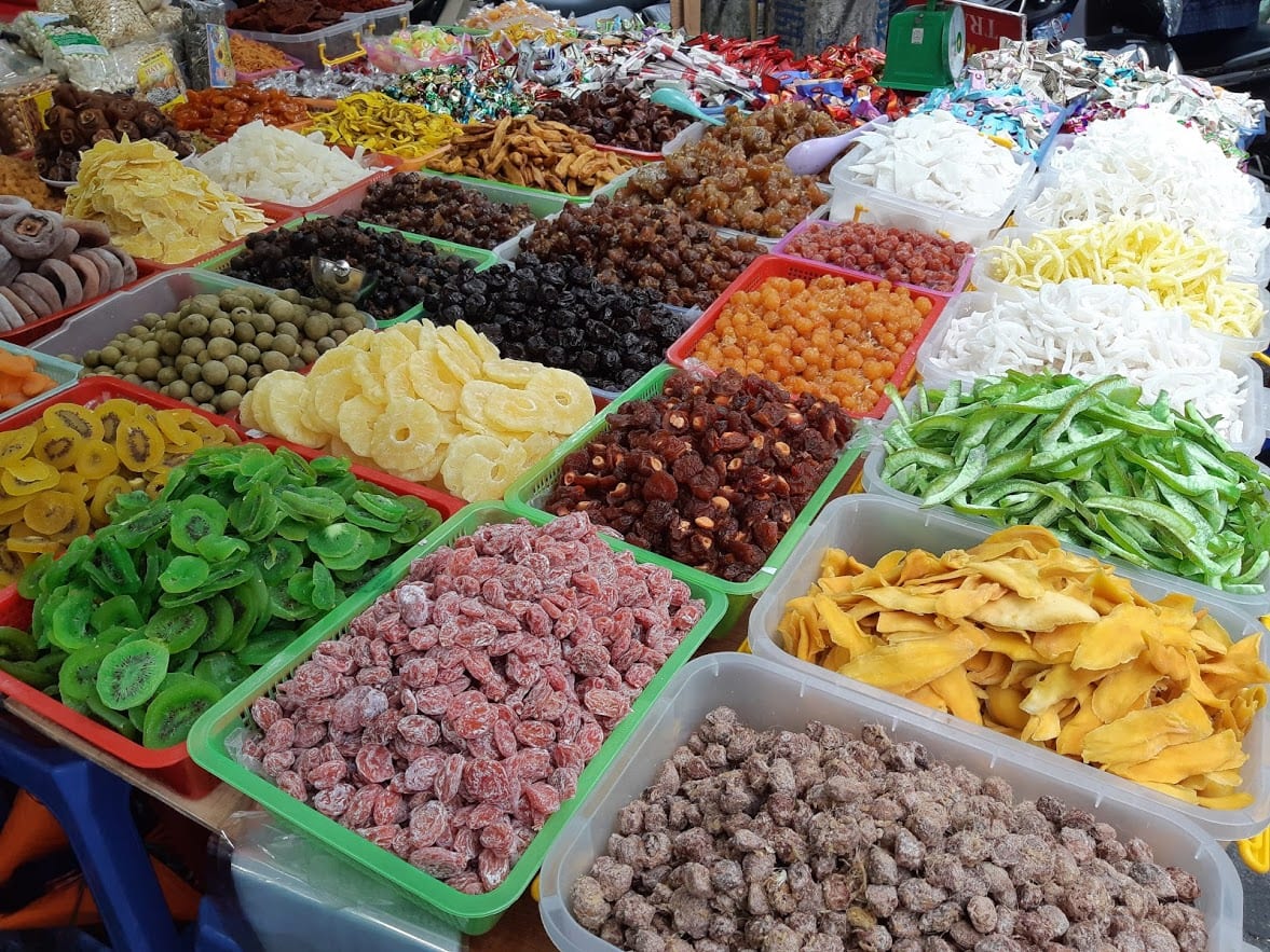 Dried fruit being sold in Hanoi, Vietnam