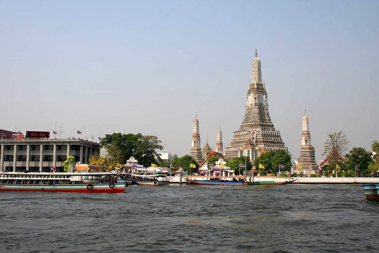 Crossing the river to see Wat Arun temple in Bangkok, Thailand.