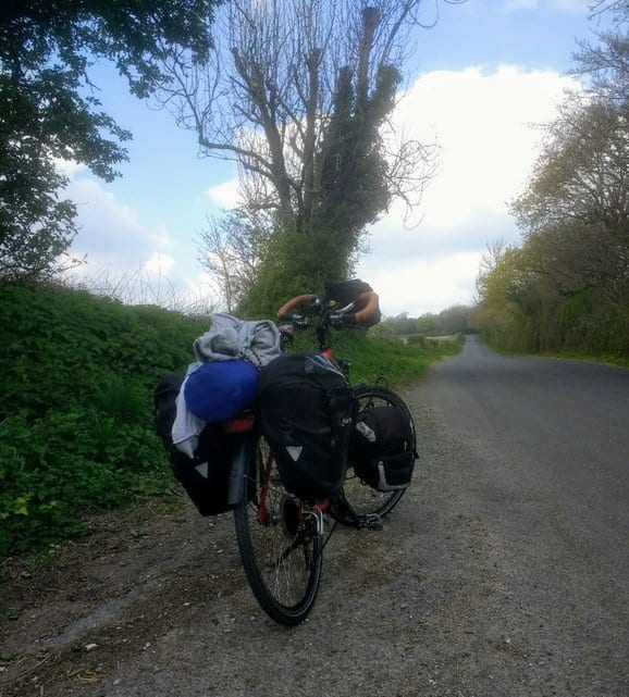The fully loaded bicycle James Thomas will use on his bike tour in the UK