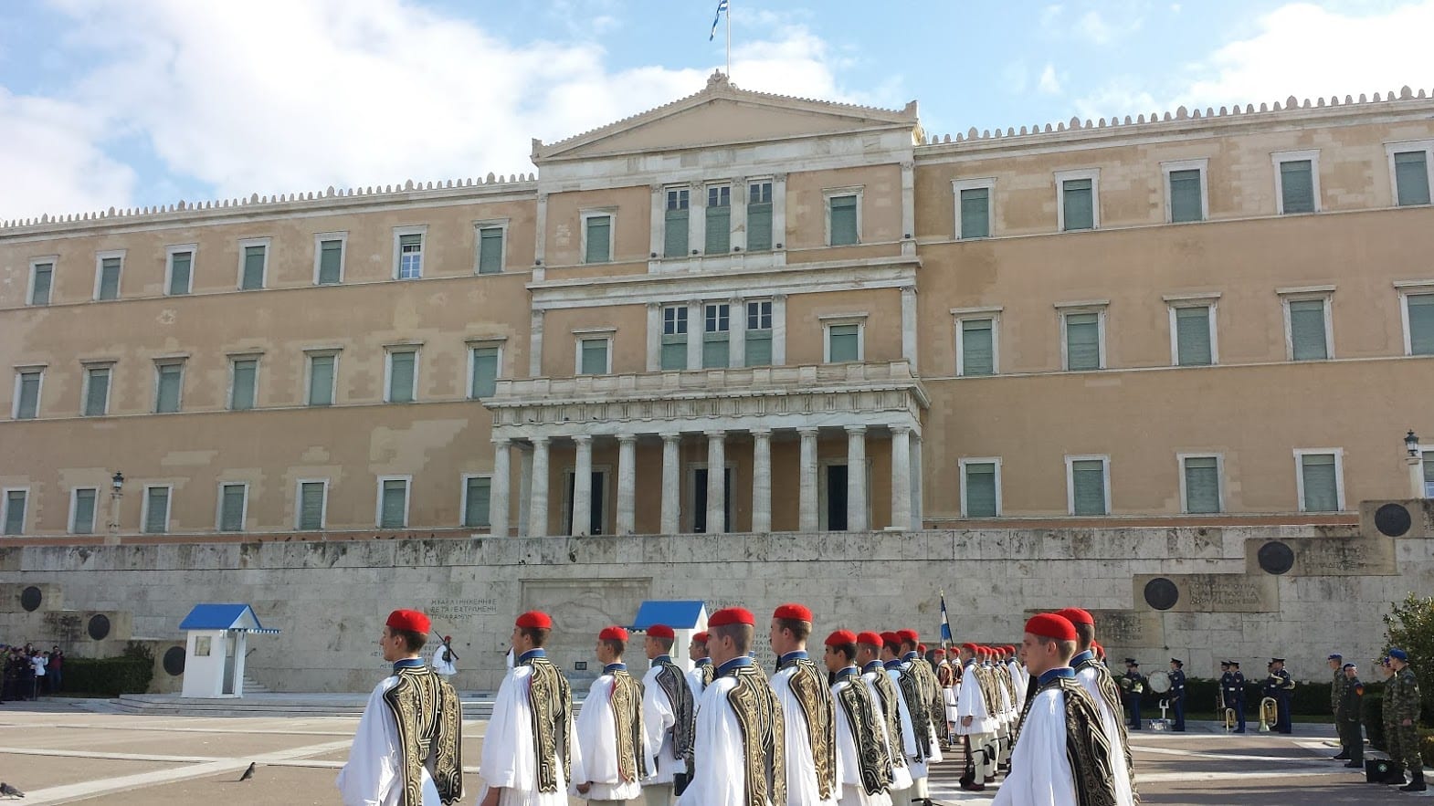 The Evzone in front of the Parliament building in Athens