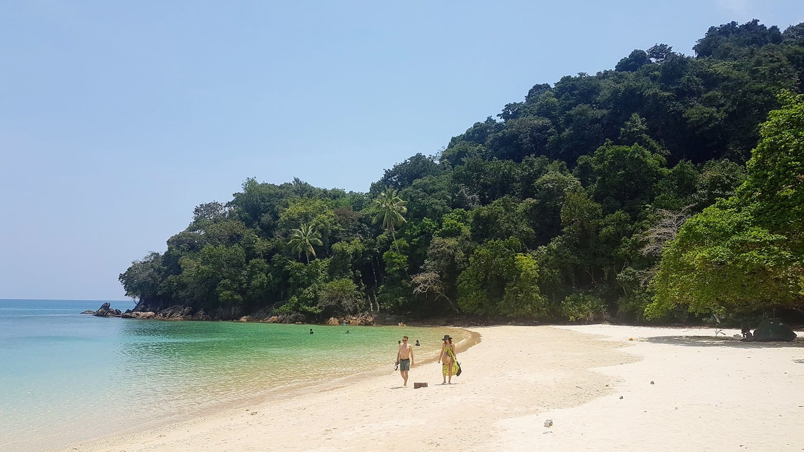Walking along the beach in Kapas Island Malaysia