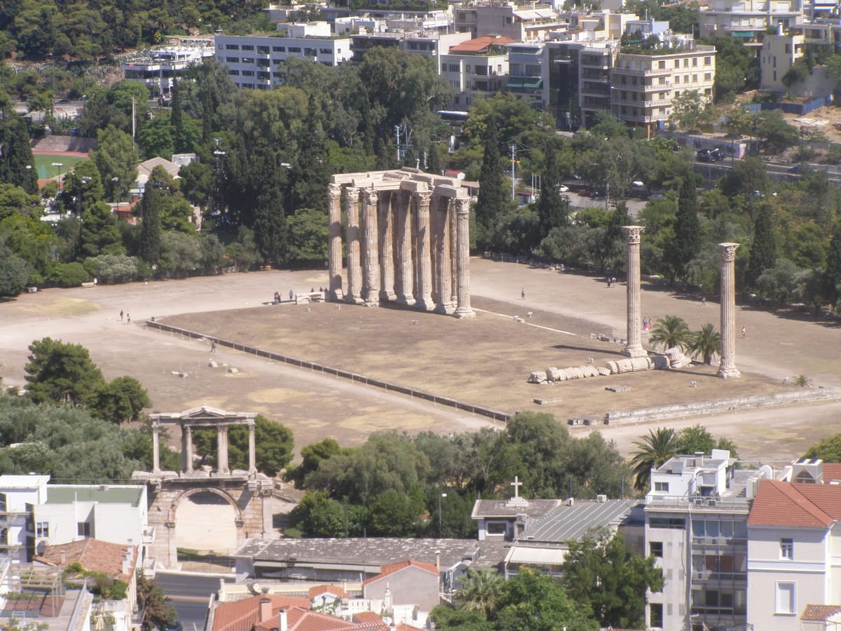 Visit the imposing Temple of Zeus in Athens during the winter