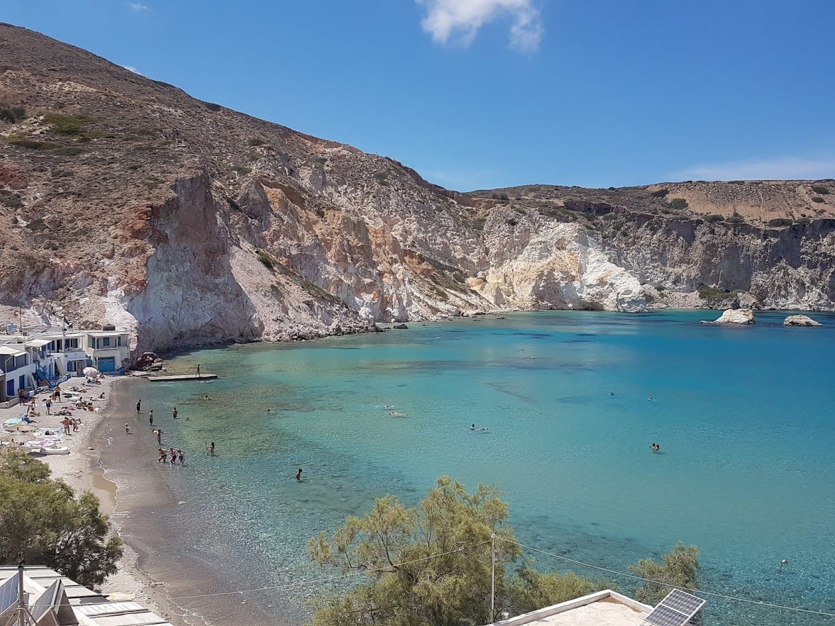 Looking over Firopotamus beach in Milos