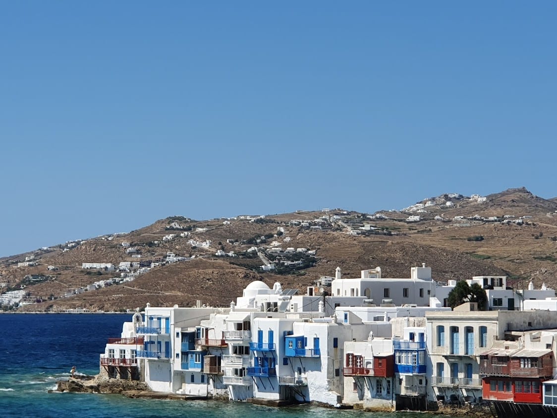 A view of Little Venice in Mykonos
