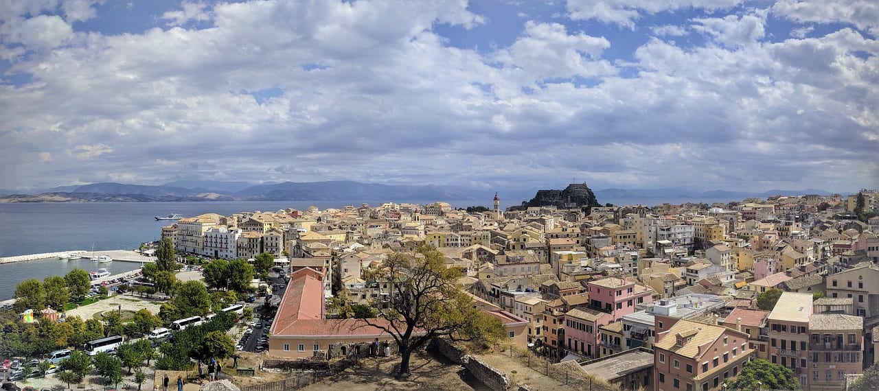 A view over the UNECO site of Old Town Corfu