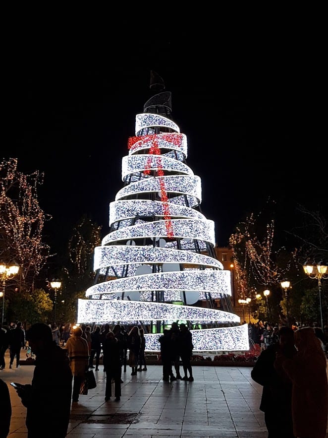 The Christmas tree in Syntagma Square in Athens Greece