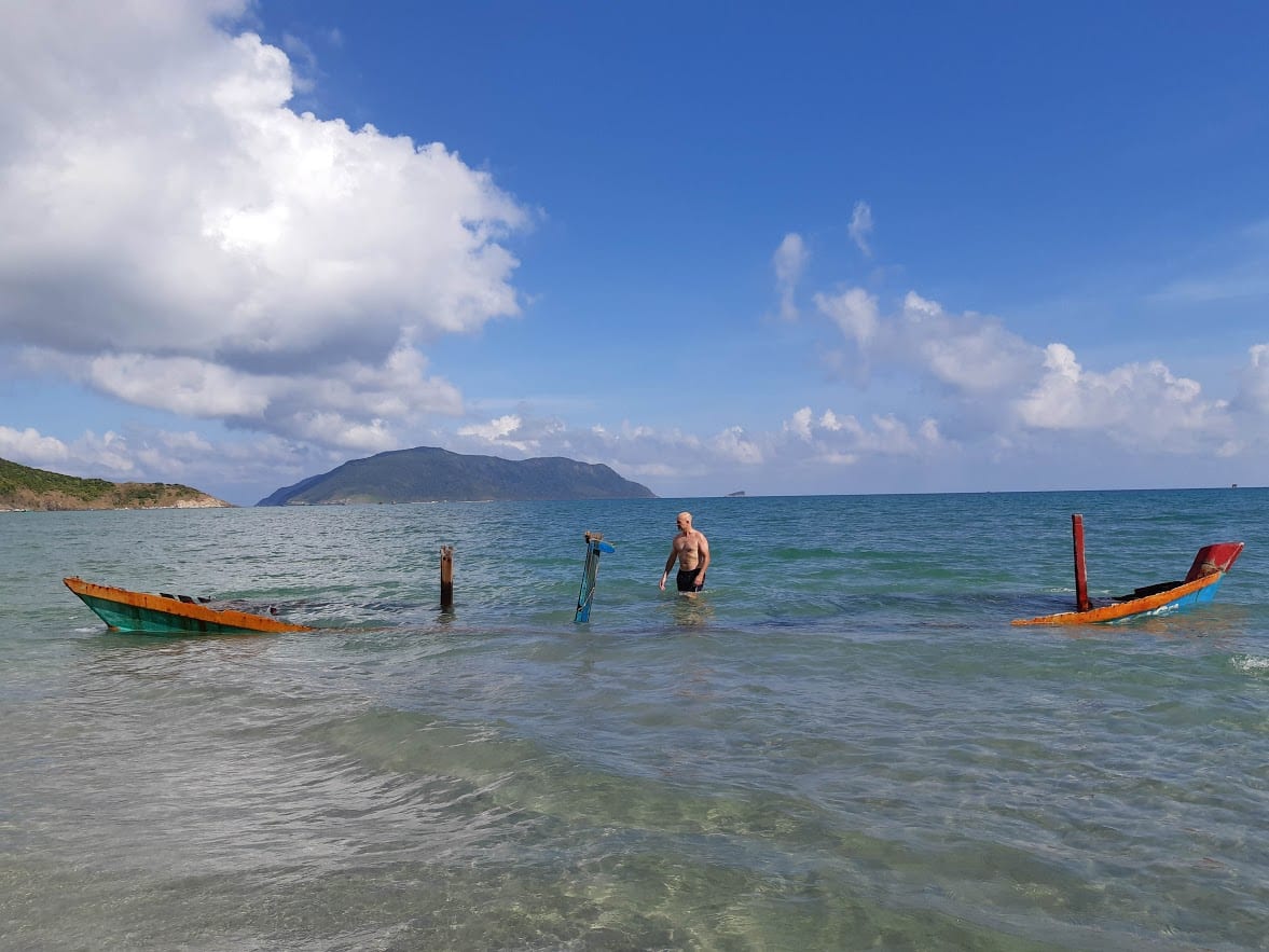 An old boat in the waters of Con Dao