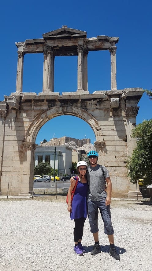 Dave and Vanessa on a bike tour in Athens