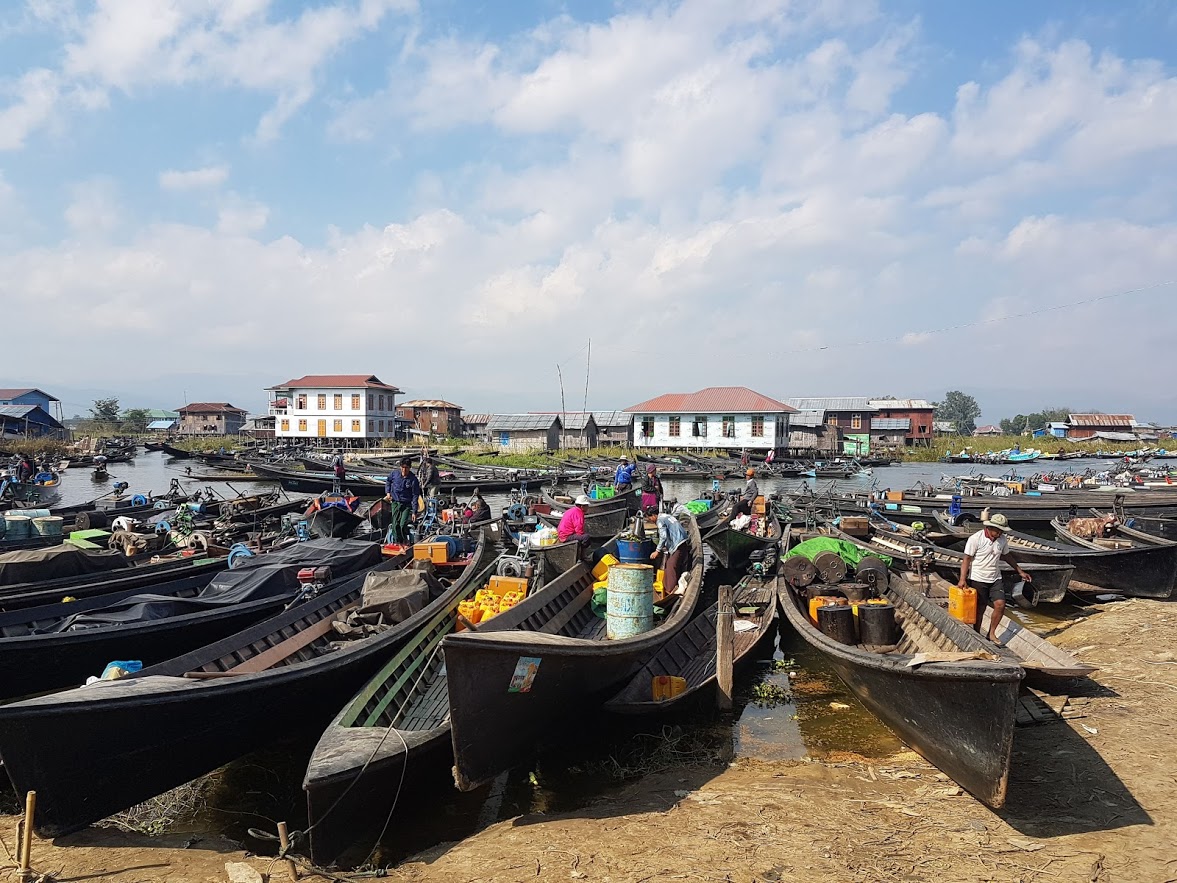 Longtail boats at Inle lake