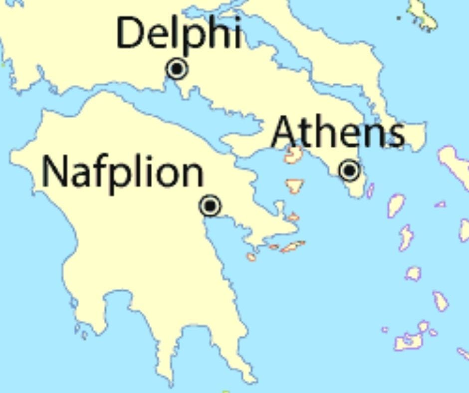 Nafplion in Greece map