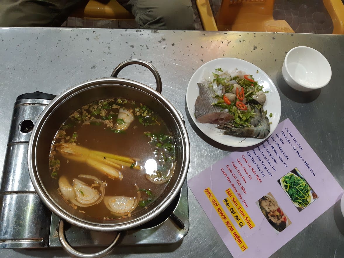Eating at a restaurant in Con Dao Vietnam
