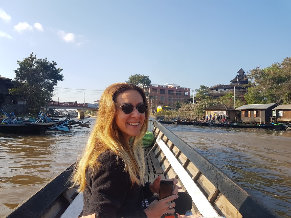 Vanessa on the Inle Boat Trip in Myanamr