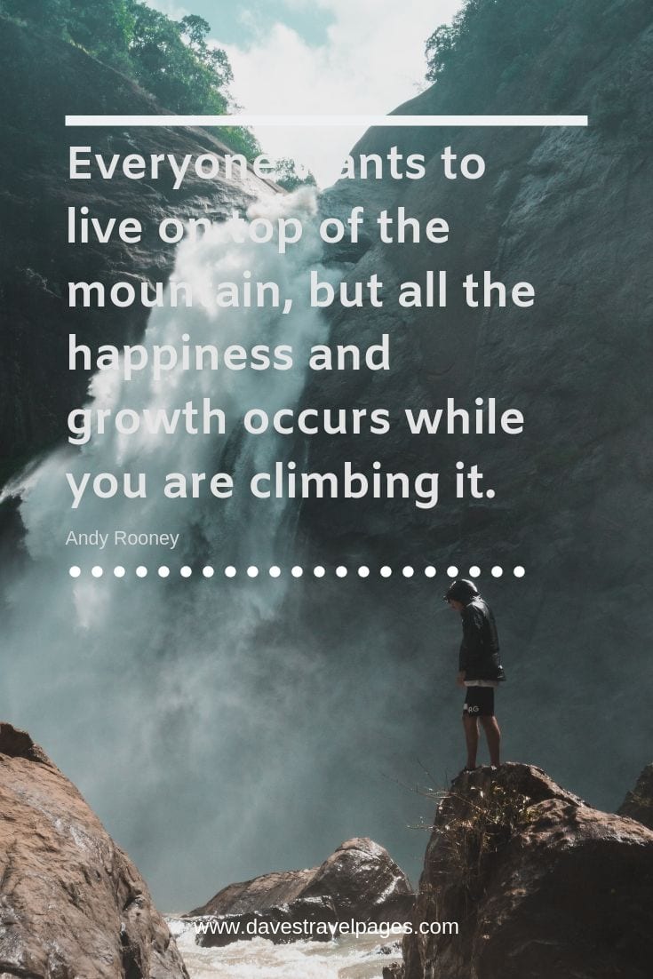 Mountain quote - “Everyone wants to live on top of the mountain, but all the happiness and growth occurs while you are climbing it.”
